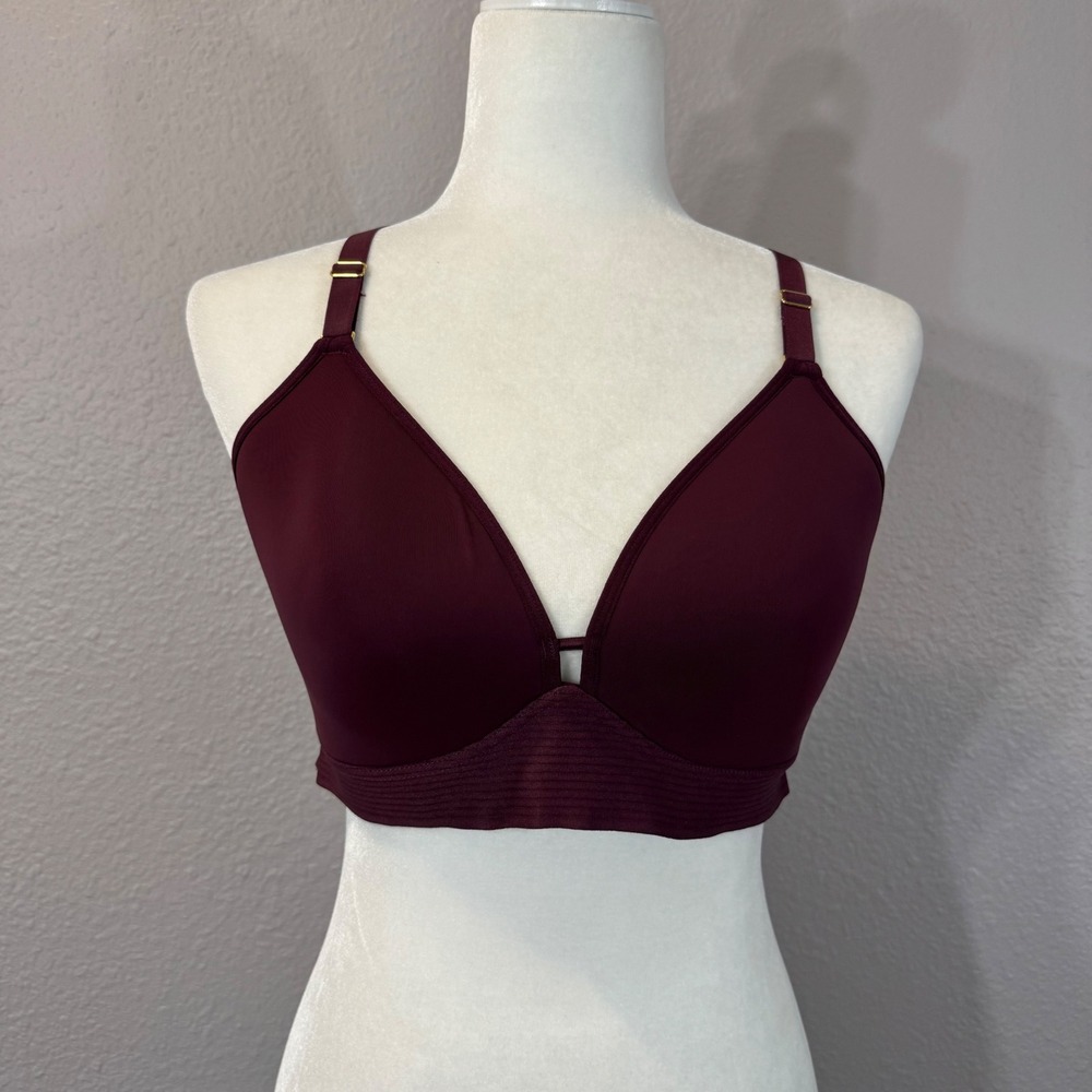 NWT Lively Women's Size 38C Plum Wireless Convertible Straps Ribbed Band Bra
